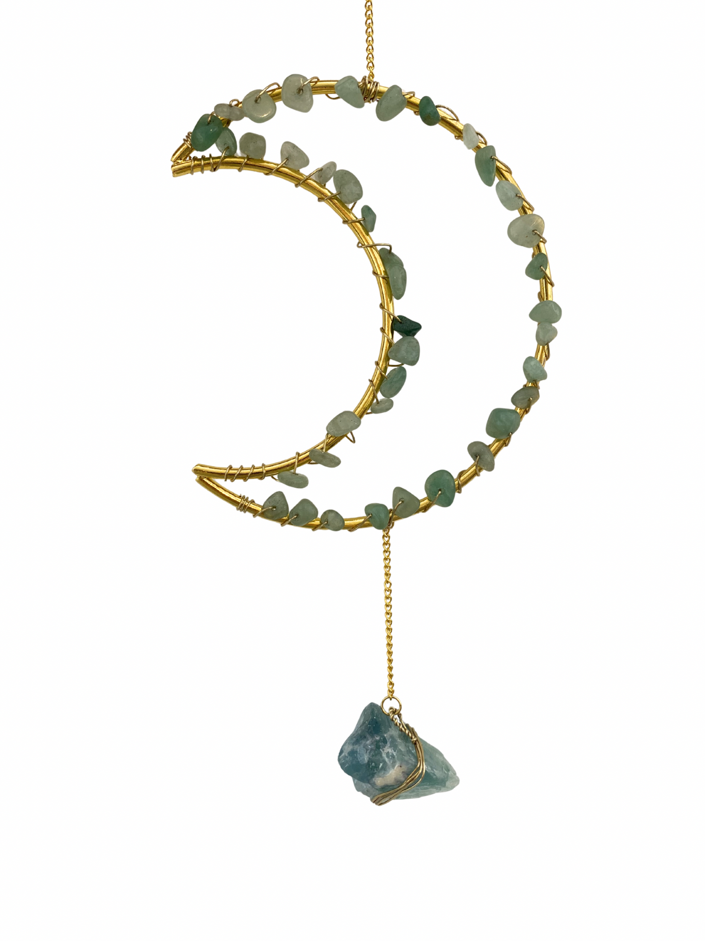 Gemstone moon pendant Amazonite
