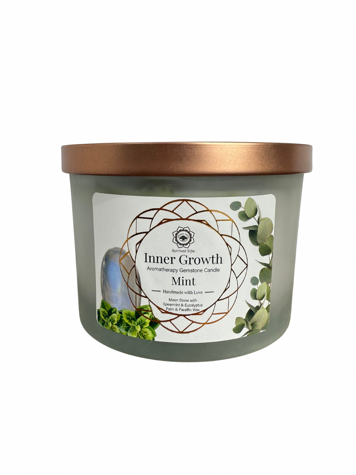 Gemstone scented candle Green Tree: Inner Growth - Mint