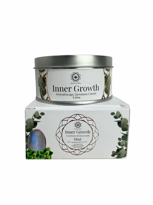 Edelsteen geurkaars Green Tree: Inner Growth - Mint