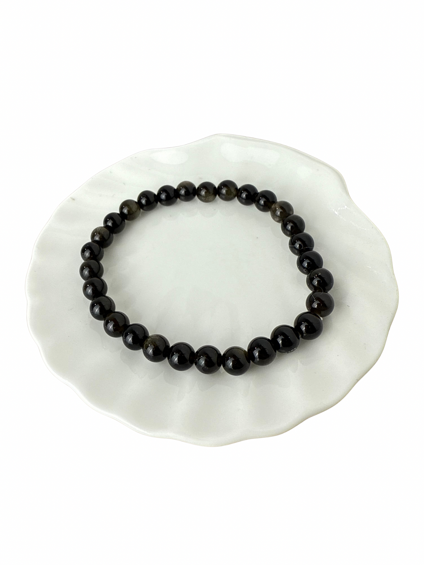 Goud Obsidiaan kogelarmband 6 mm