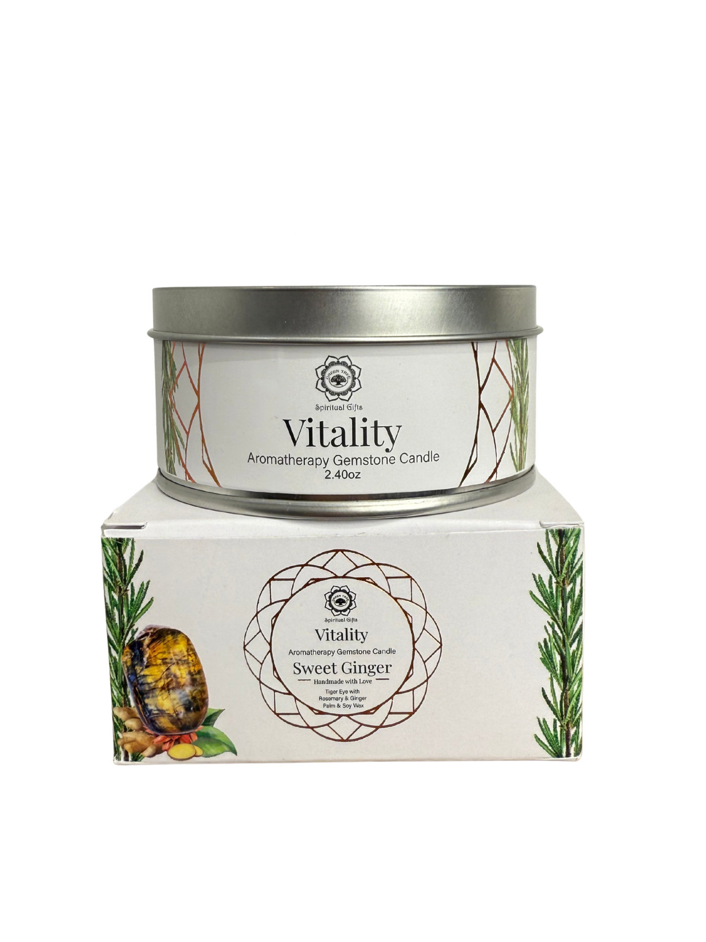 Gemstone scented candle Green Tree: Vitality - Sweet Ginger