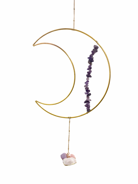 Edelsteen maan hanger Gouden Driehoek