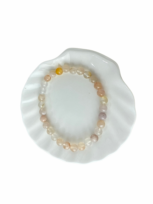 Bloemaagaat kogelarmband 6 mm