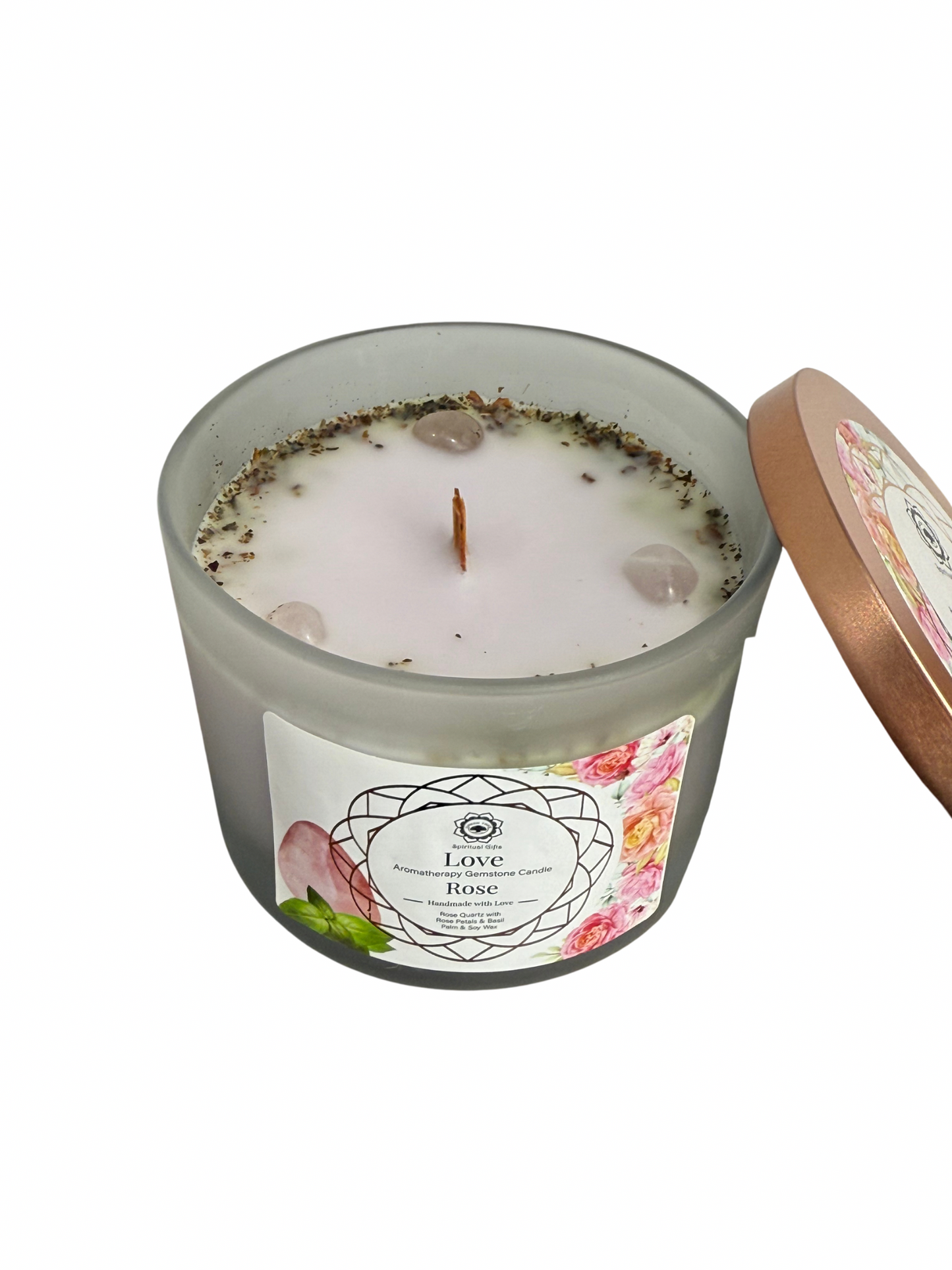 Gemstone scented candle Green Tree: Love - Rose