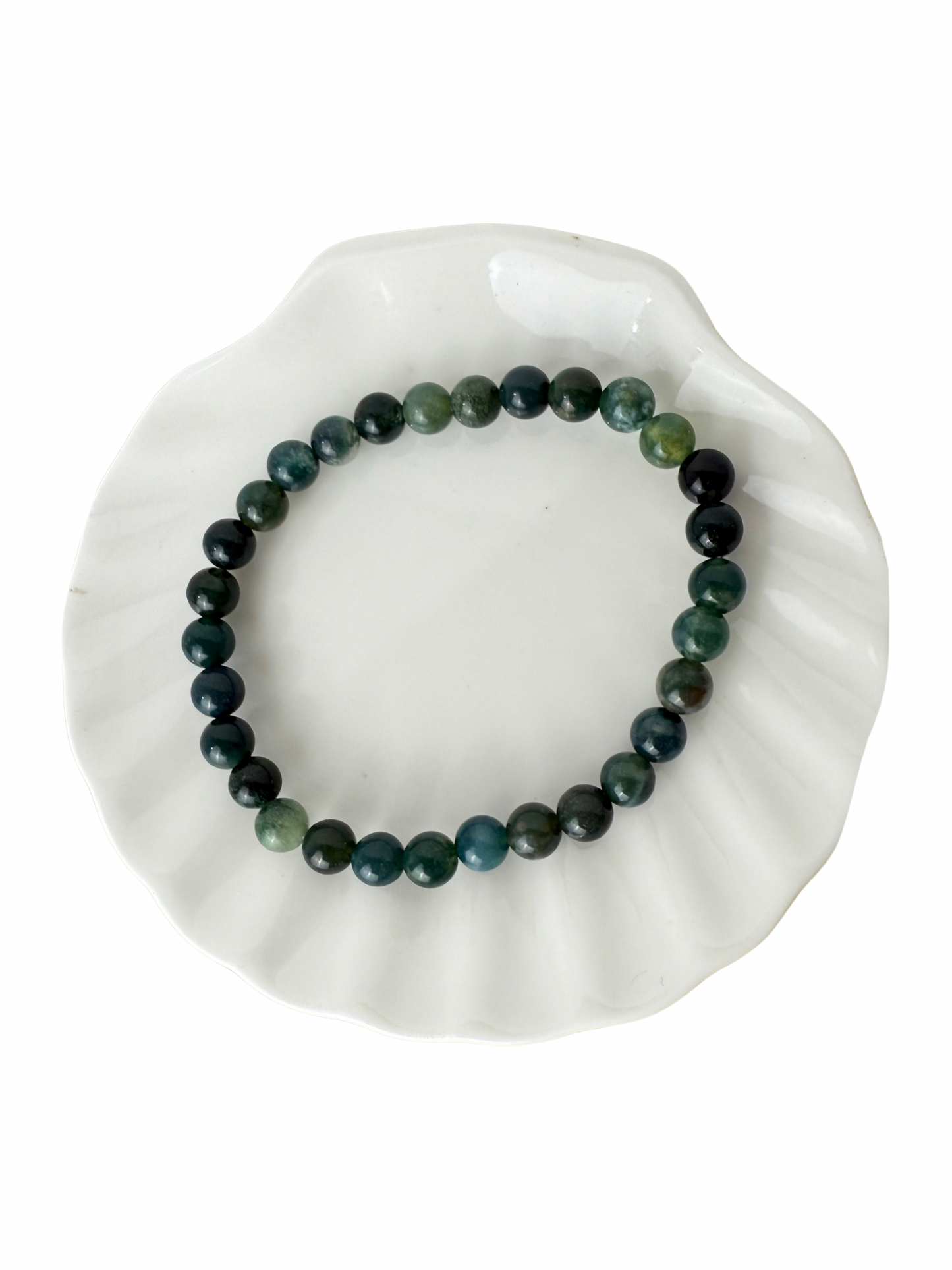 Moss agate bracelet ball 6 mm
