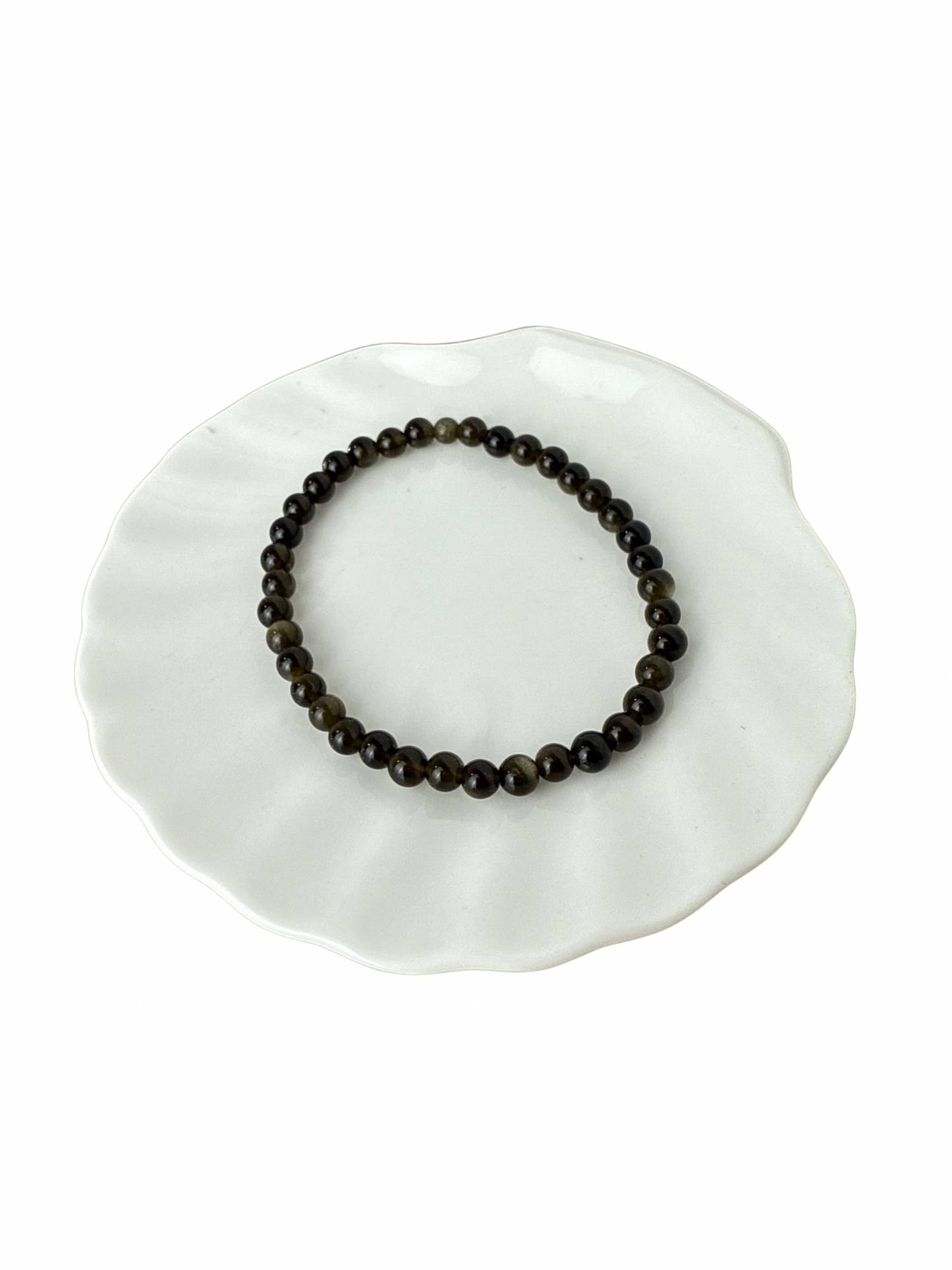 Goud Obsidiaan kogelarmband 4 mm