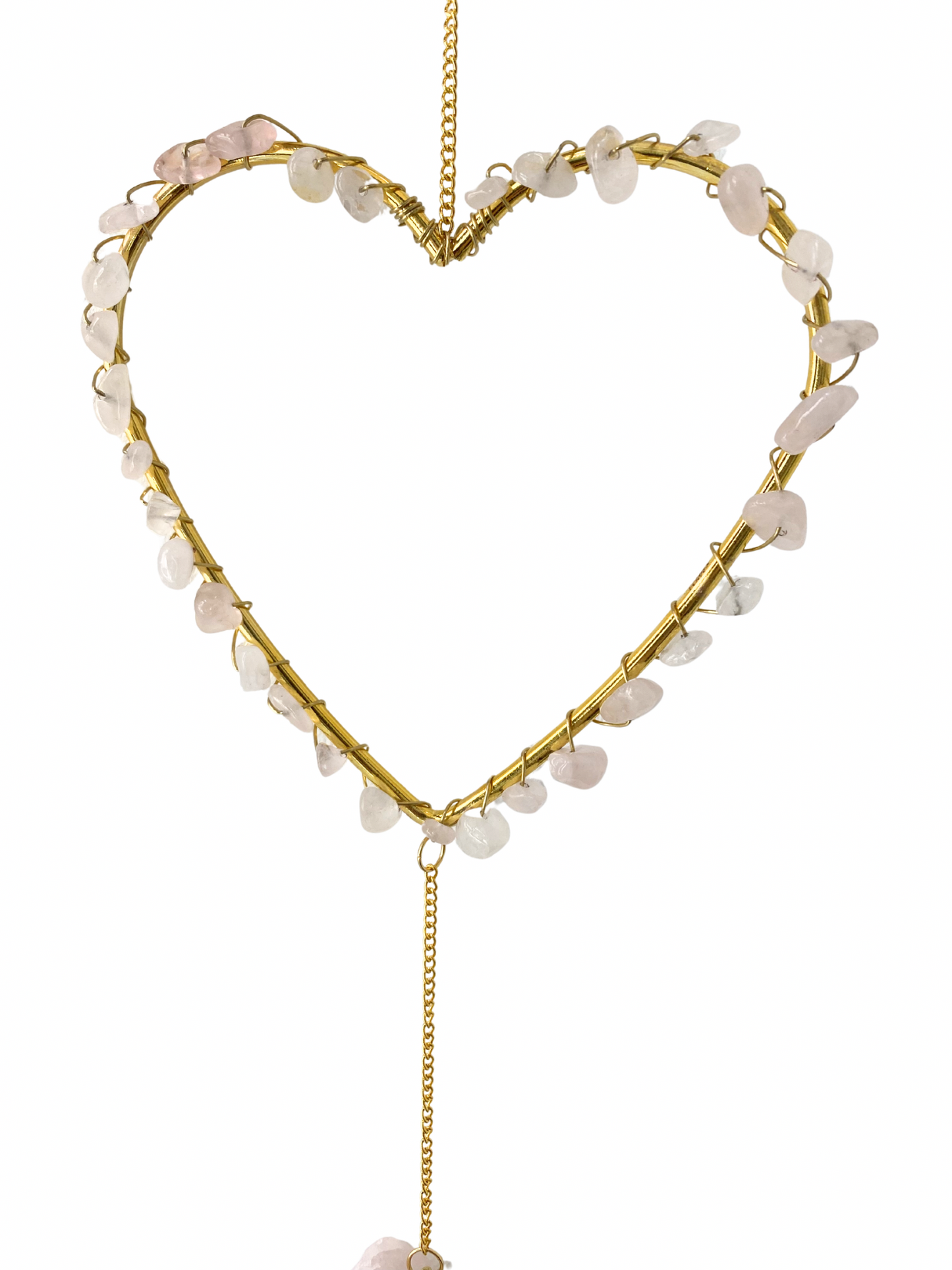 Edelsteen hart hanger Rozenkwarts