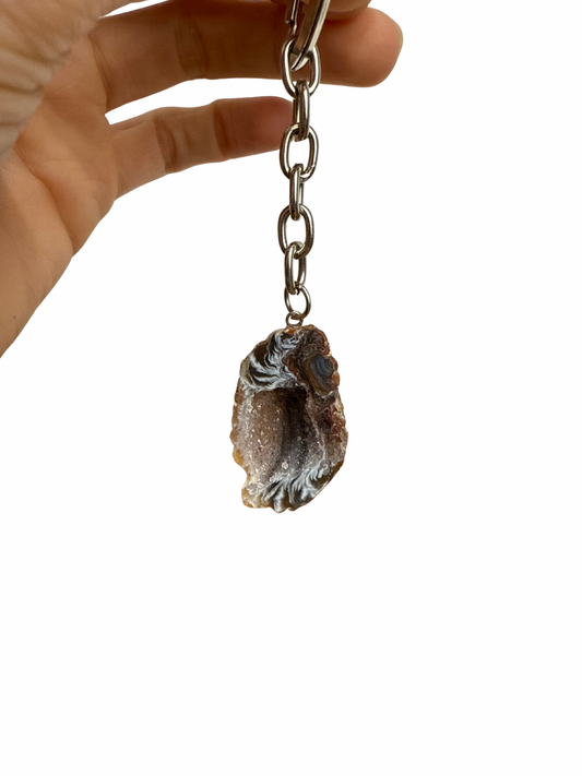 Agaat geode sleutelhanger