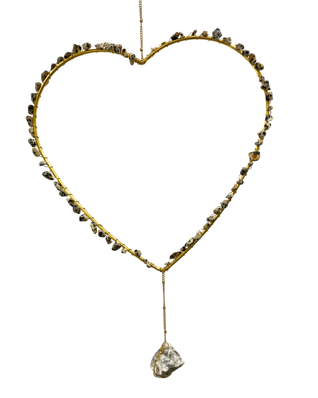 Edelsteen hart hanger Dalmatiër Jaspis