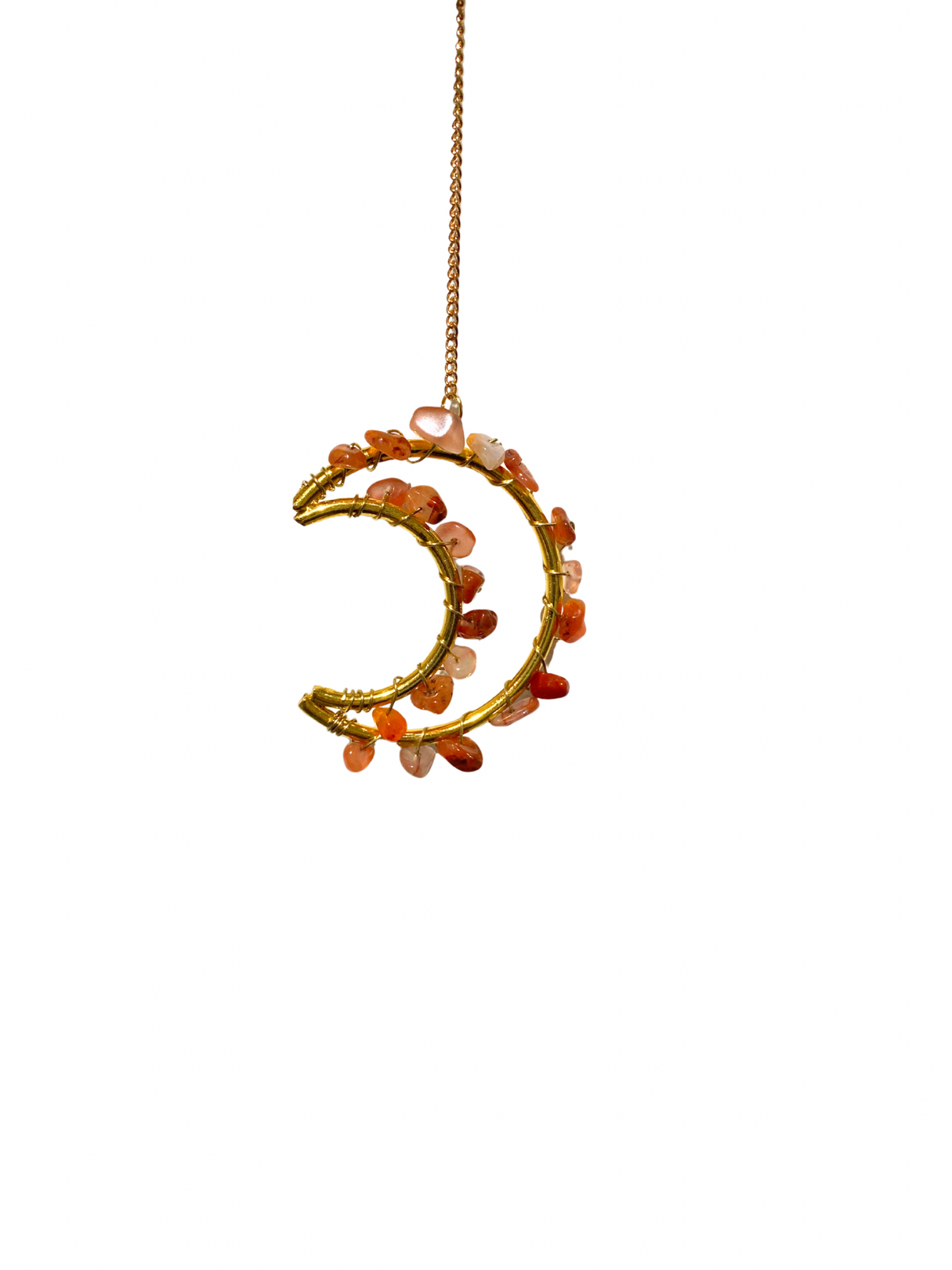Edelsteen maan hanger Carneool mini