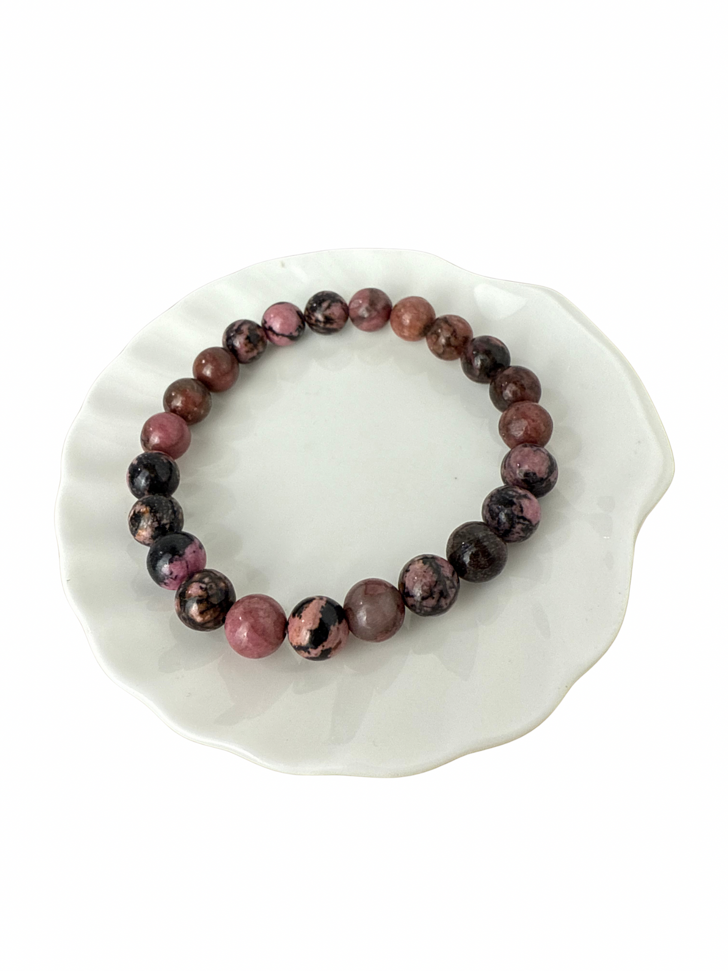 Rhodoniet kogelarmband 8 mm