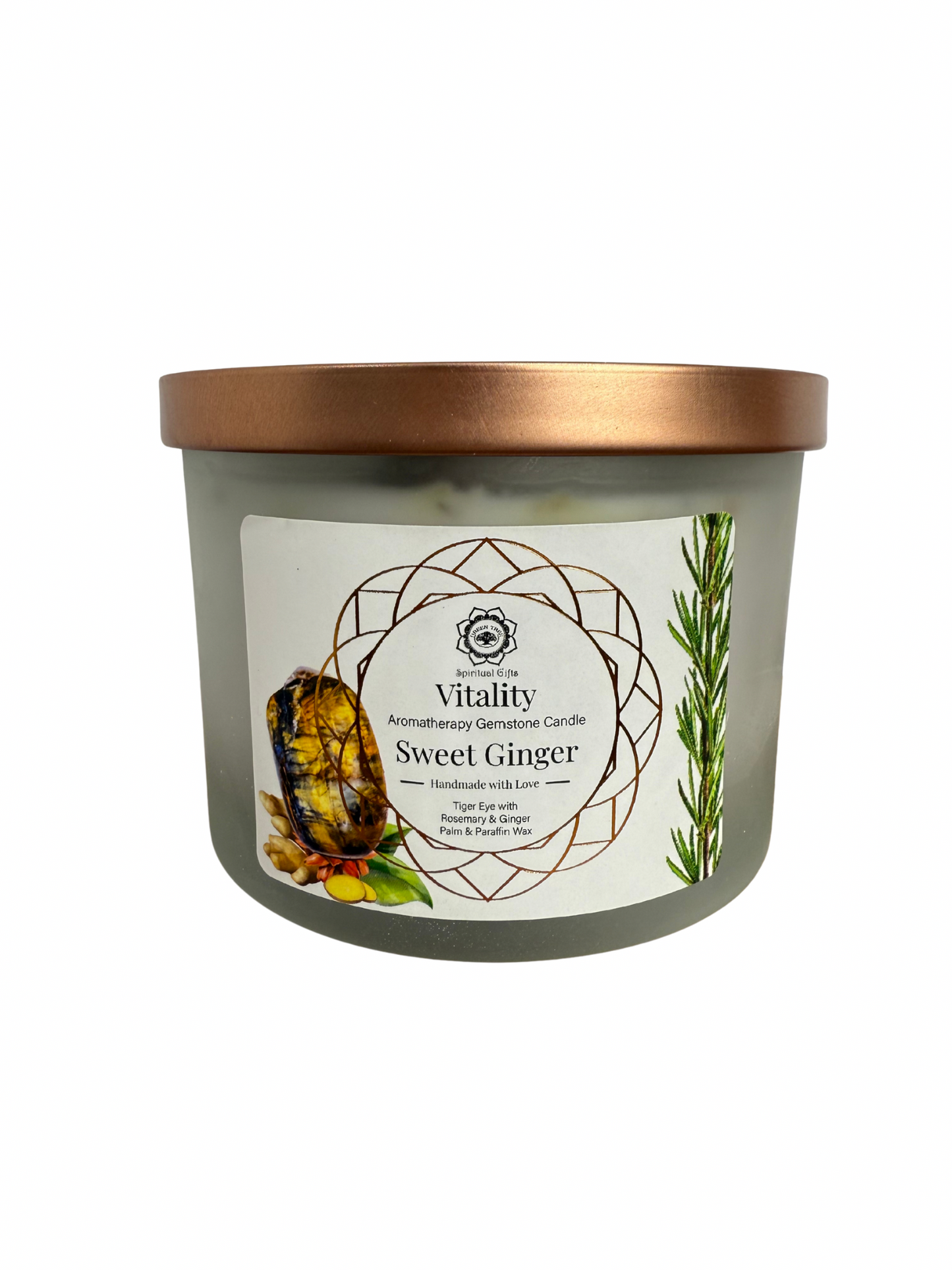 Gemstone scented candle Green Tree: Vitality - Sweet Ginger