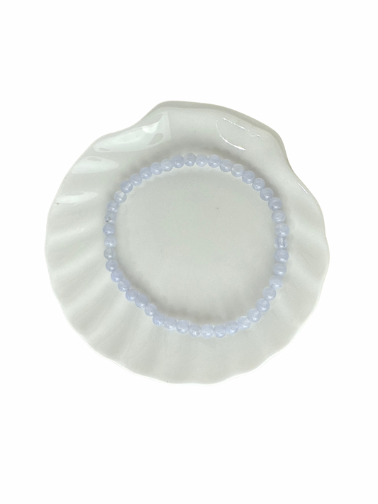 Blauwe Chalcedoon (Blue Lace Agaat) kogelarmband 4 mm