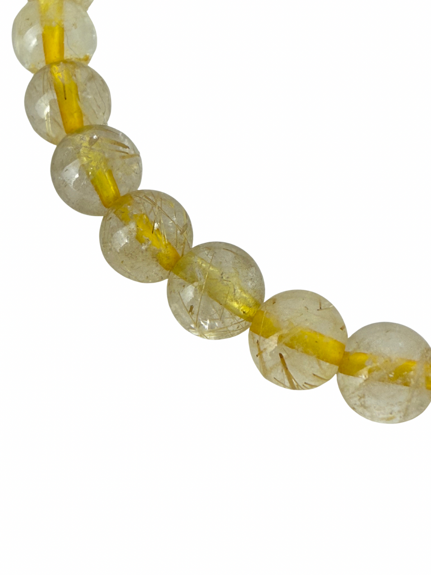 Rutilated quartz bracelet ball 6 mm