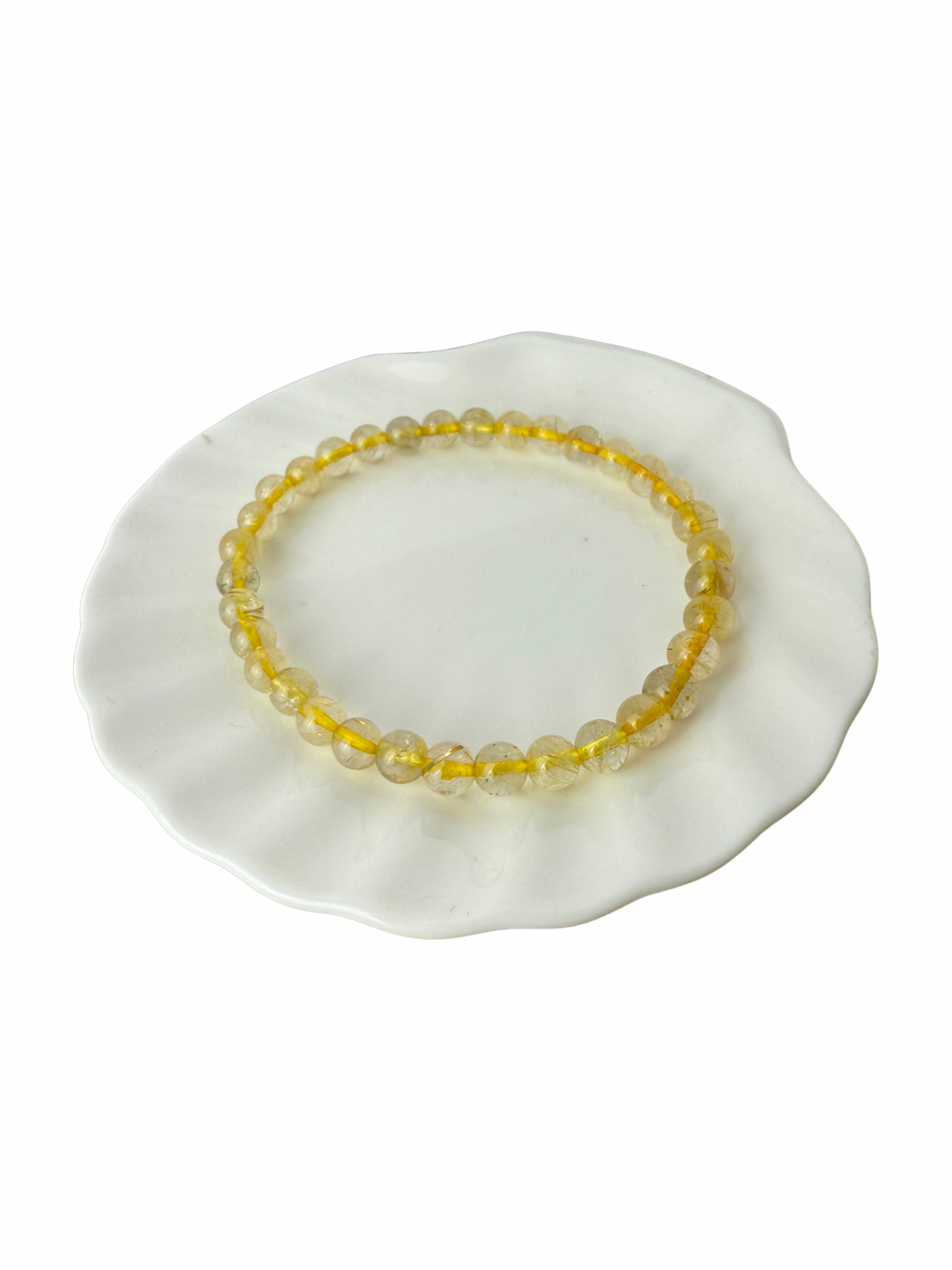 Rutilated quartz bracelet ball 6 mm