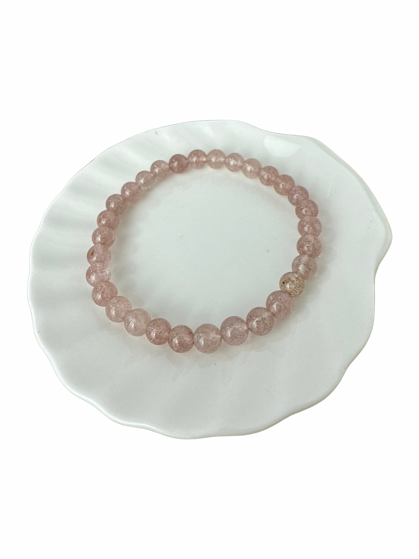 Strawberry quartz bracelet ball 4 mm