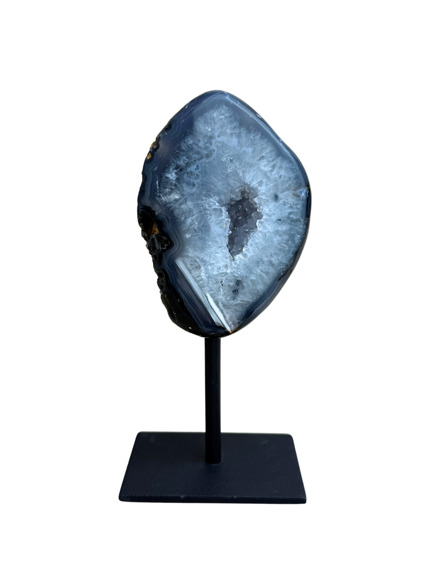 Agaat met druzy op standaard