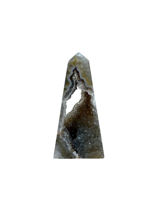 Agaat portal toren met druzy bruin