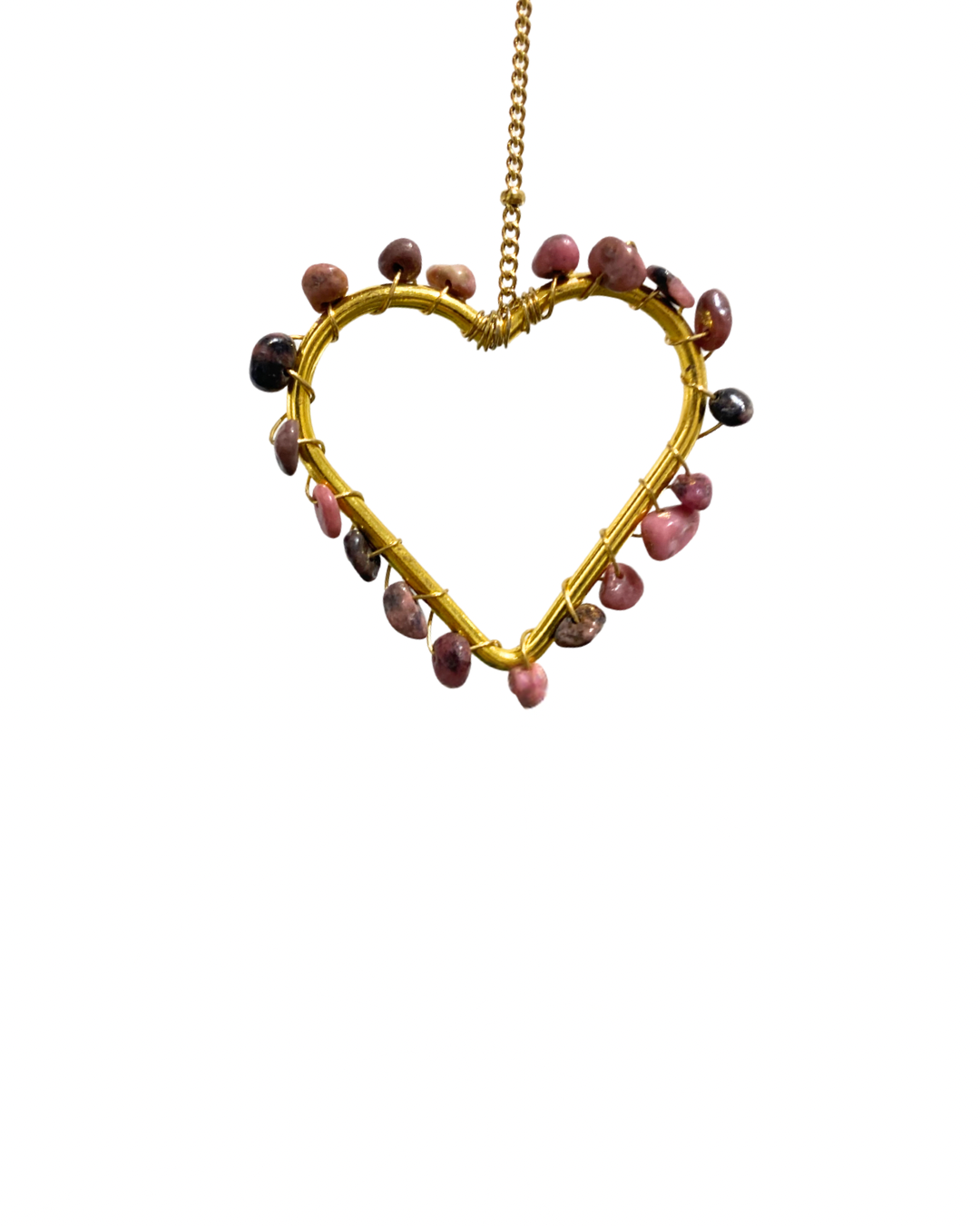 Edelsteen hart hanger Rhodoniet