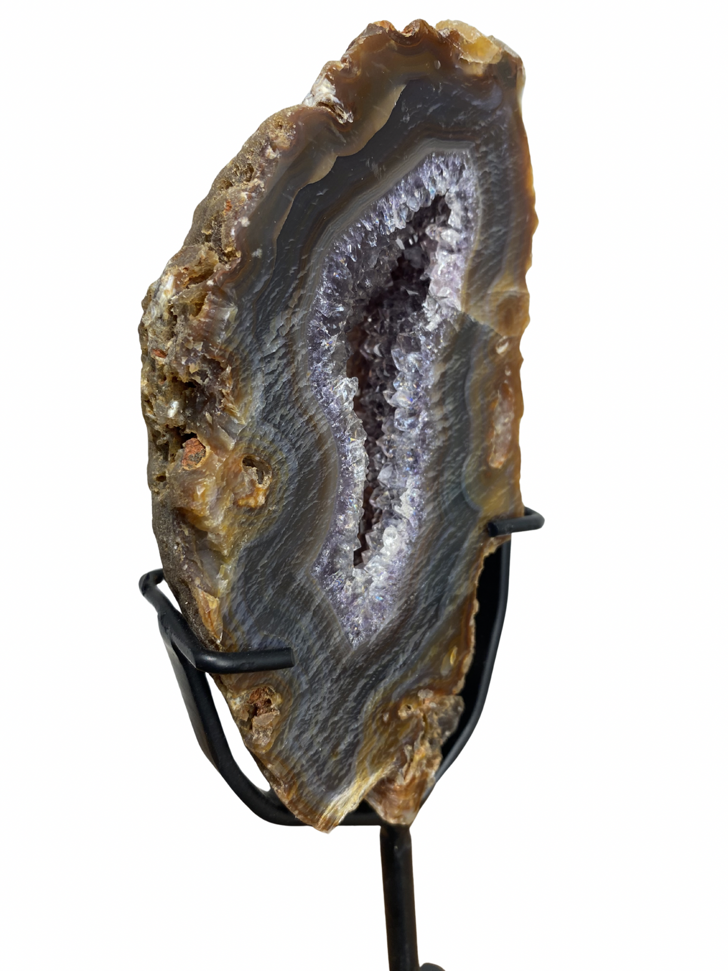 Agate tower with druzy Amethyst