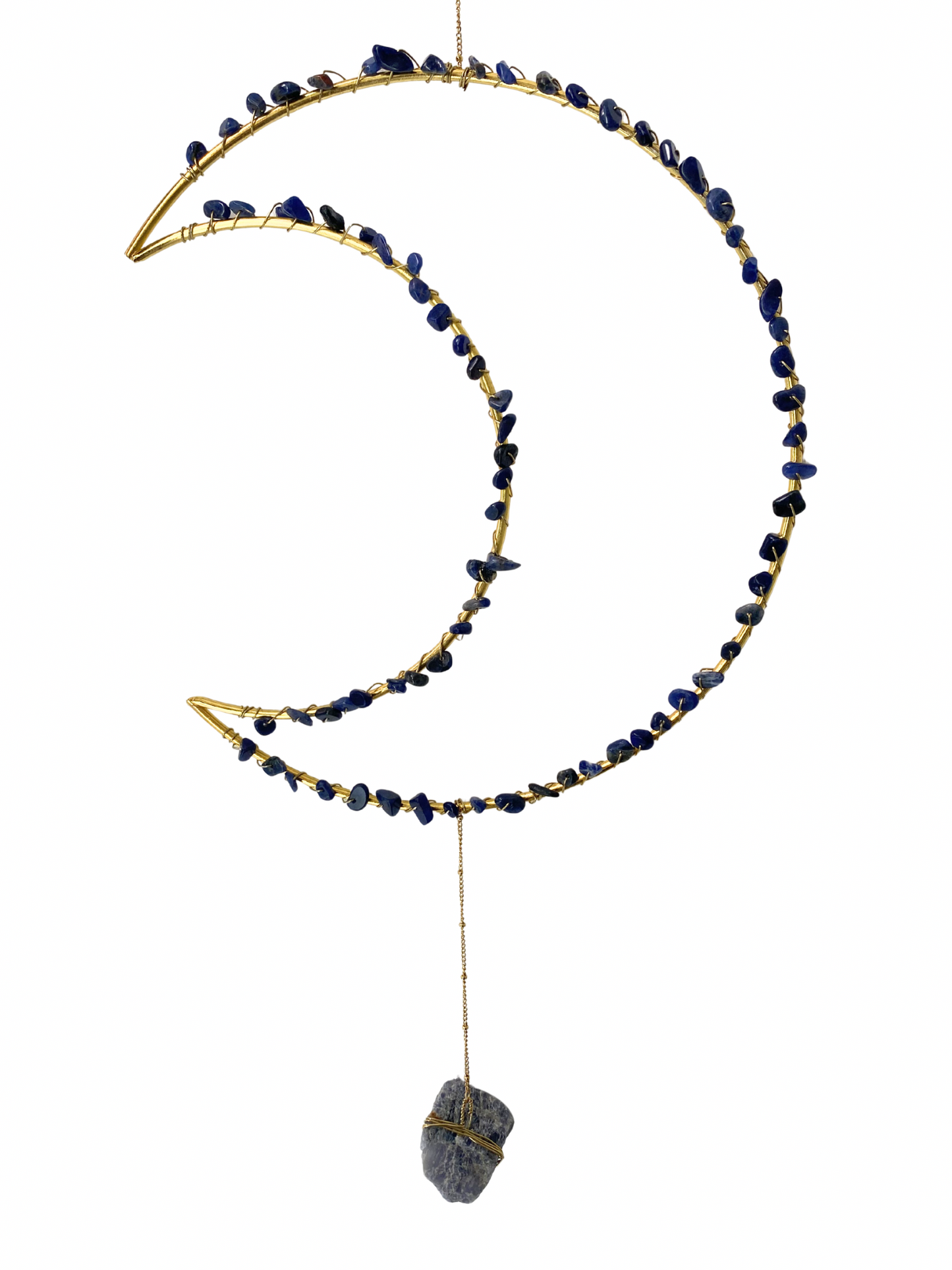 Edelsteen maan hanger van Sodaliet