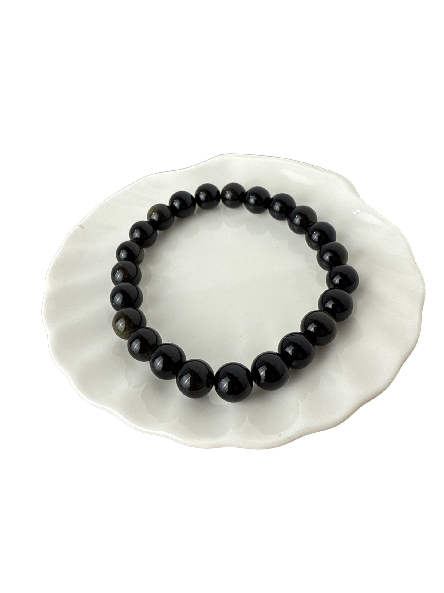 Gold Obsidian ball bracelet 8 mm