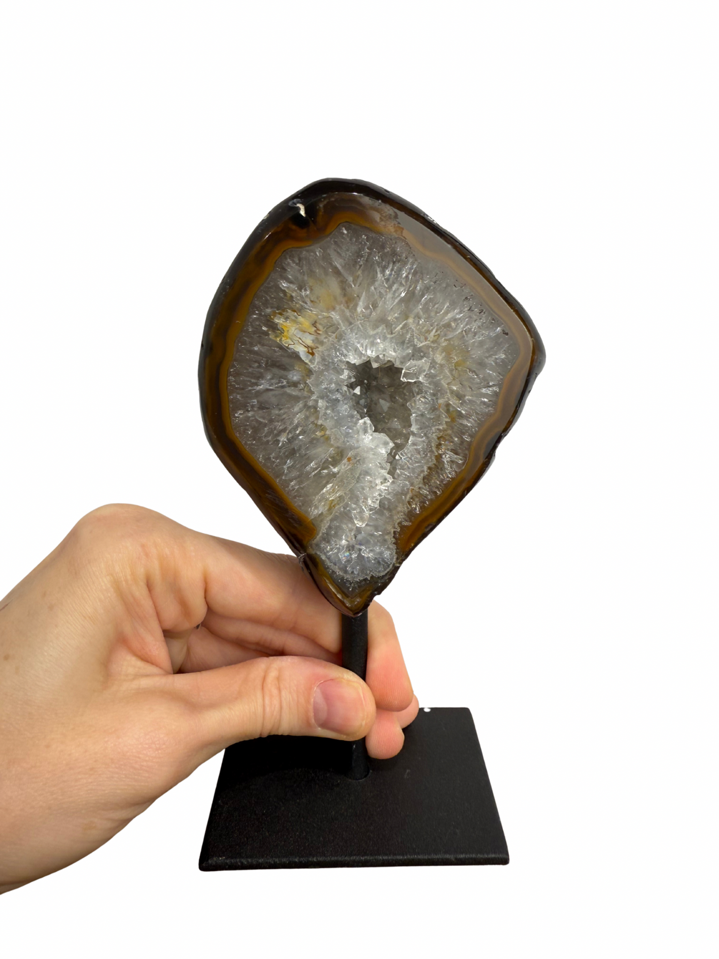 Agaat met druzy op standaard 4