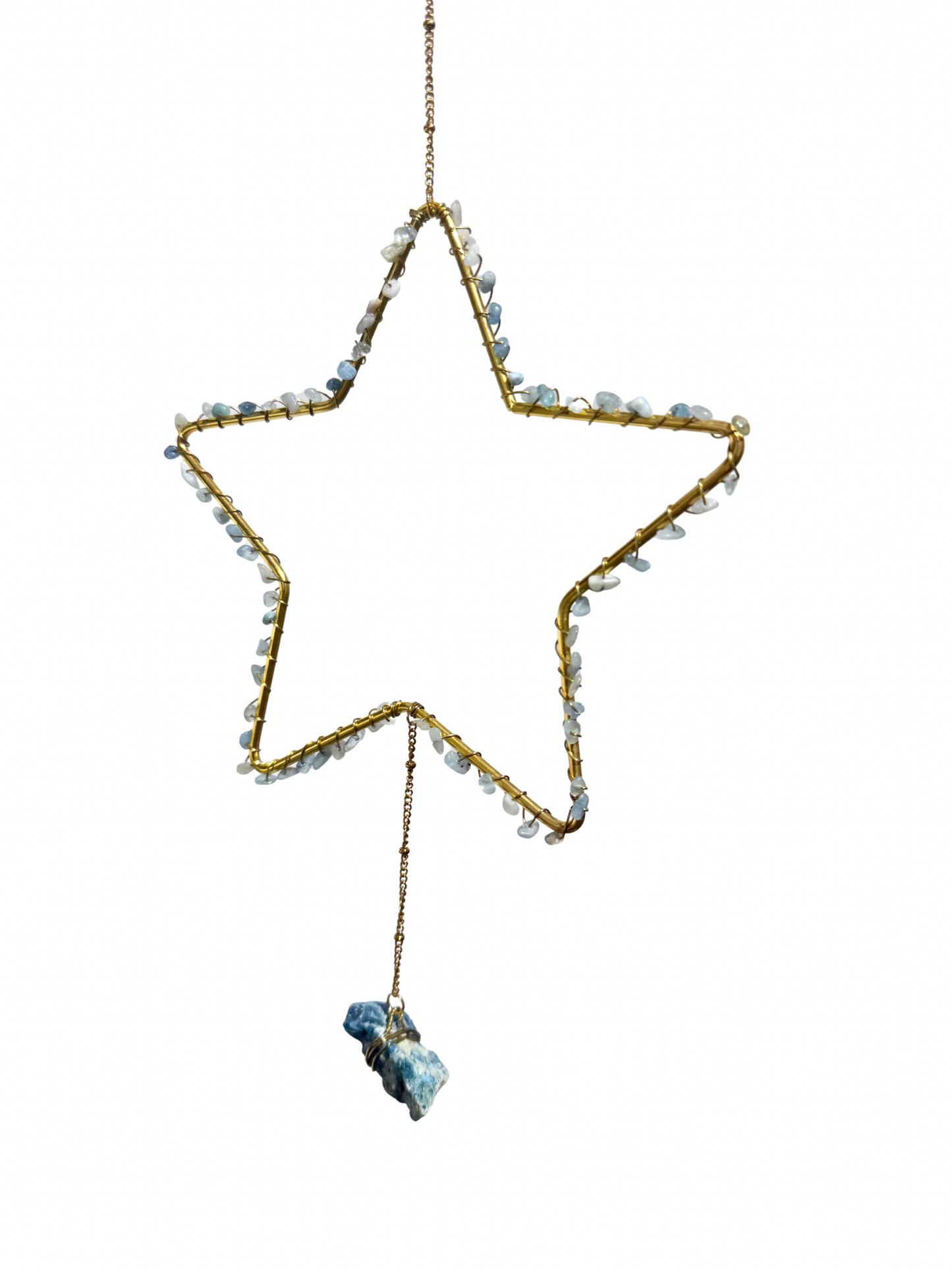 Edelsteen ster hanger Aquamarijn + Apatiet