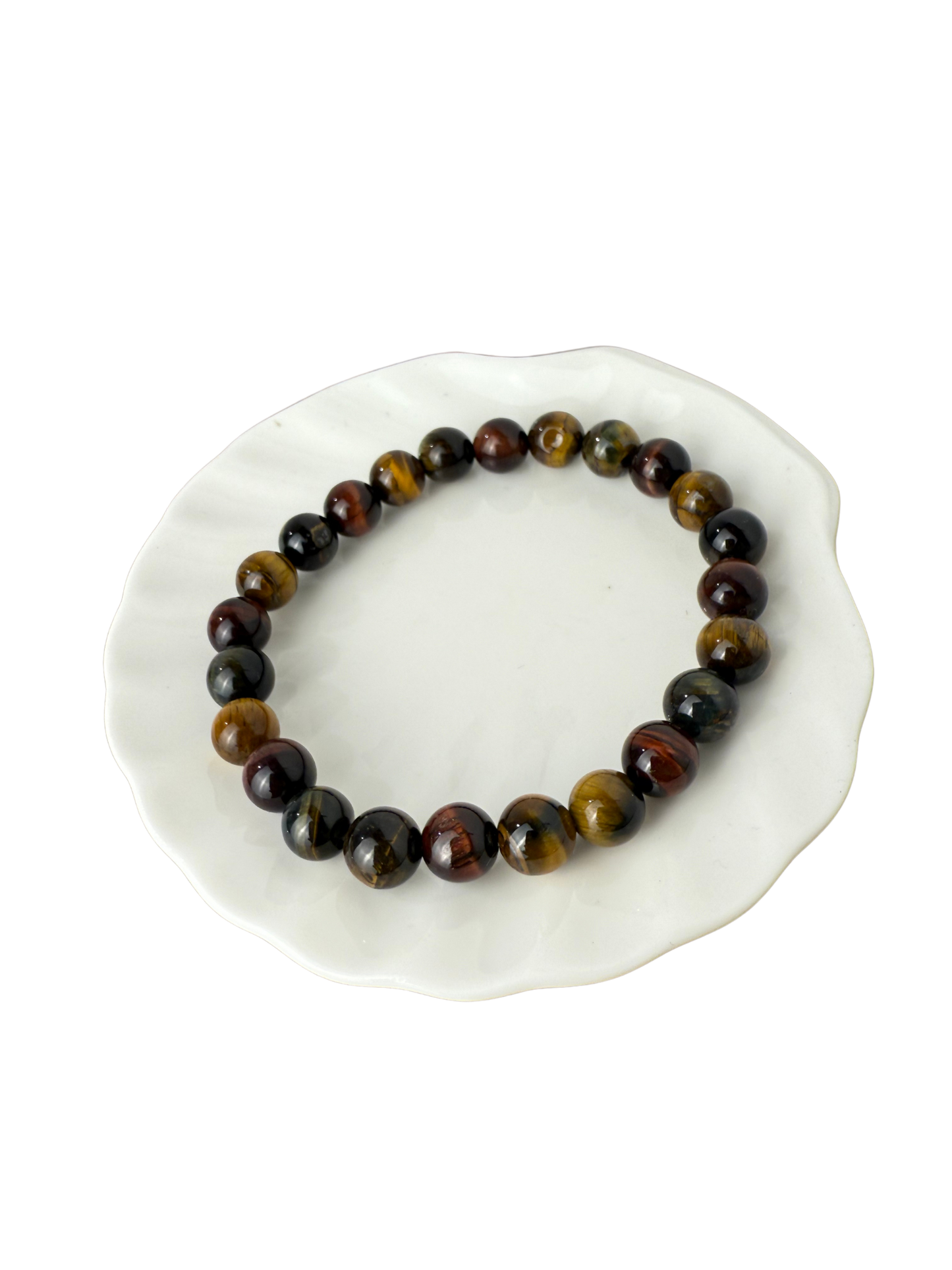 Tijgeroog, Valkenoog & Kattenoog mix kogelarmband 8 mm