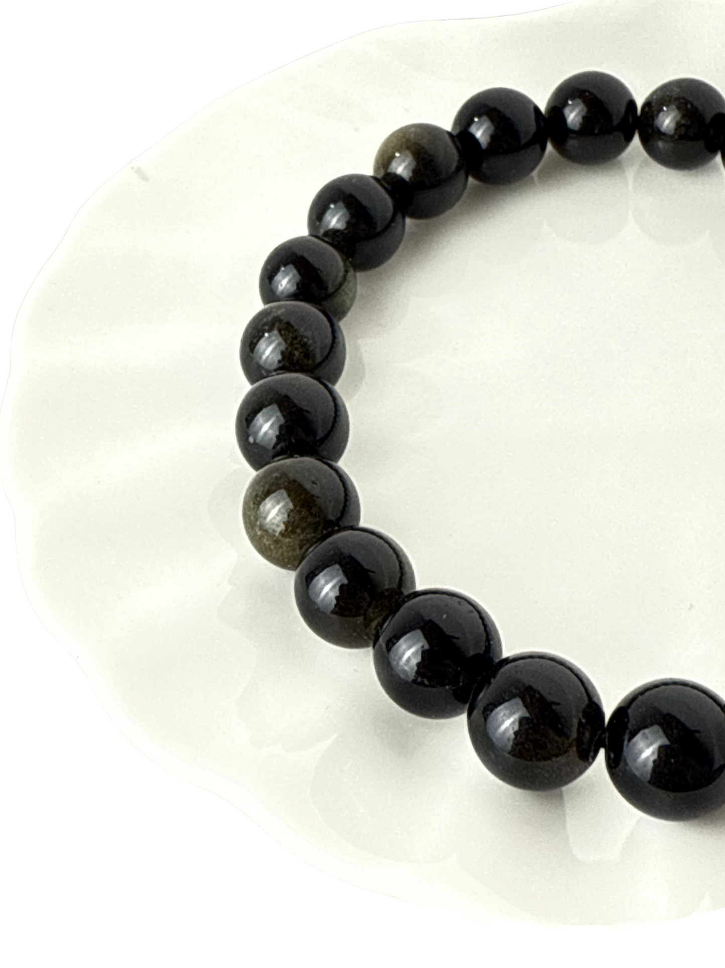 Gold Obsidian ball bracelet 8 mm