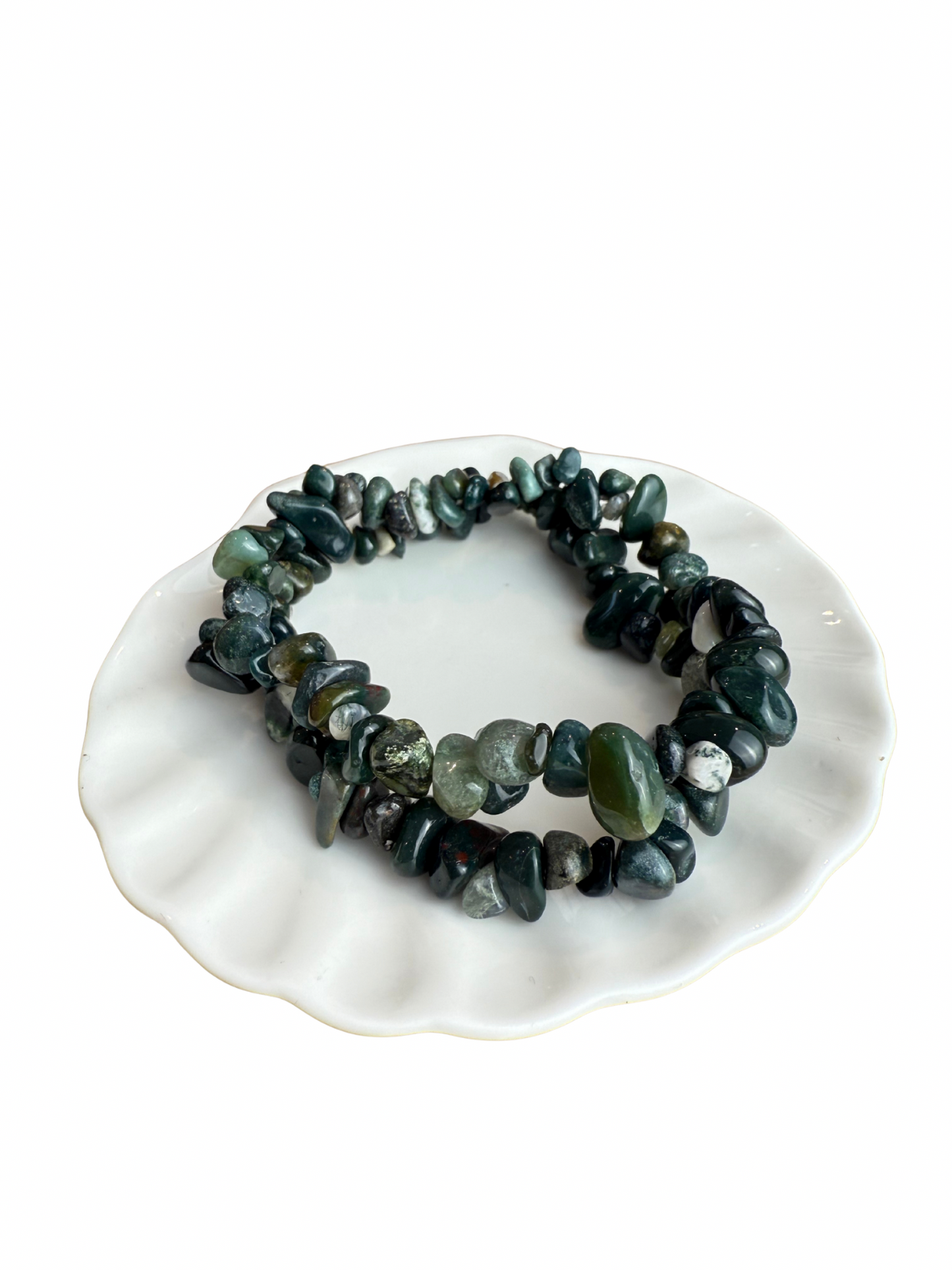 Moss agate bracelet split