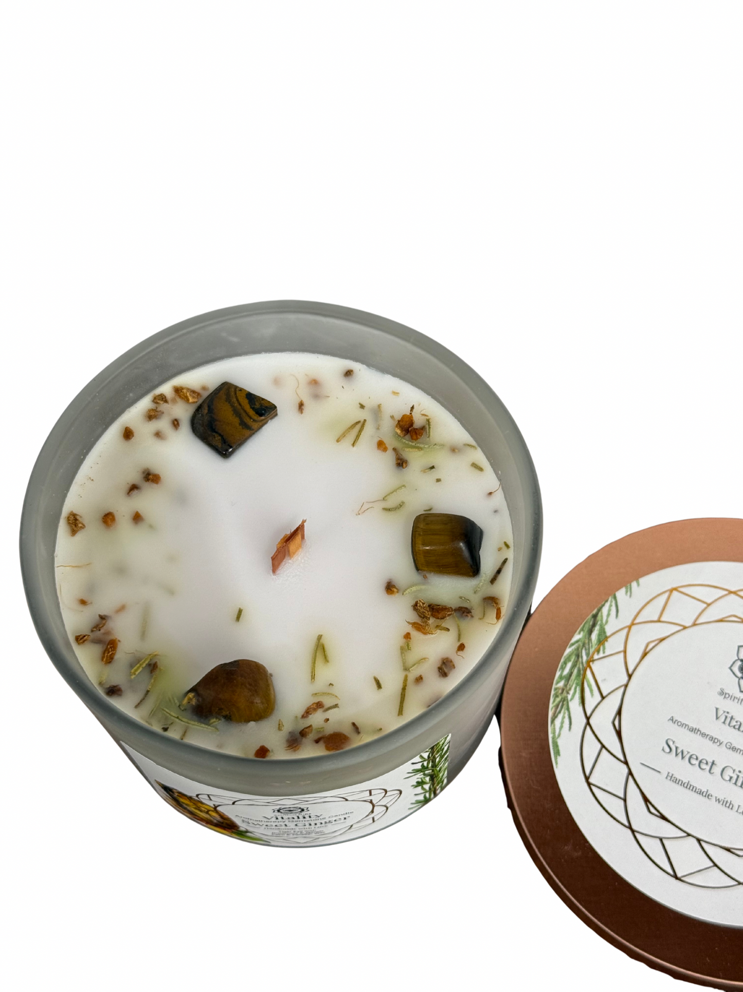 Gemstone scented candle Green Tree: Vitality - Sweet Ginger