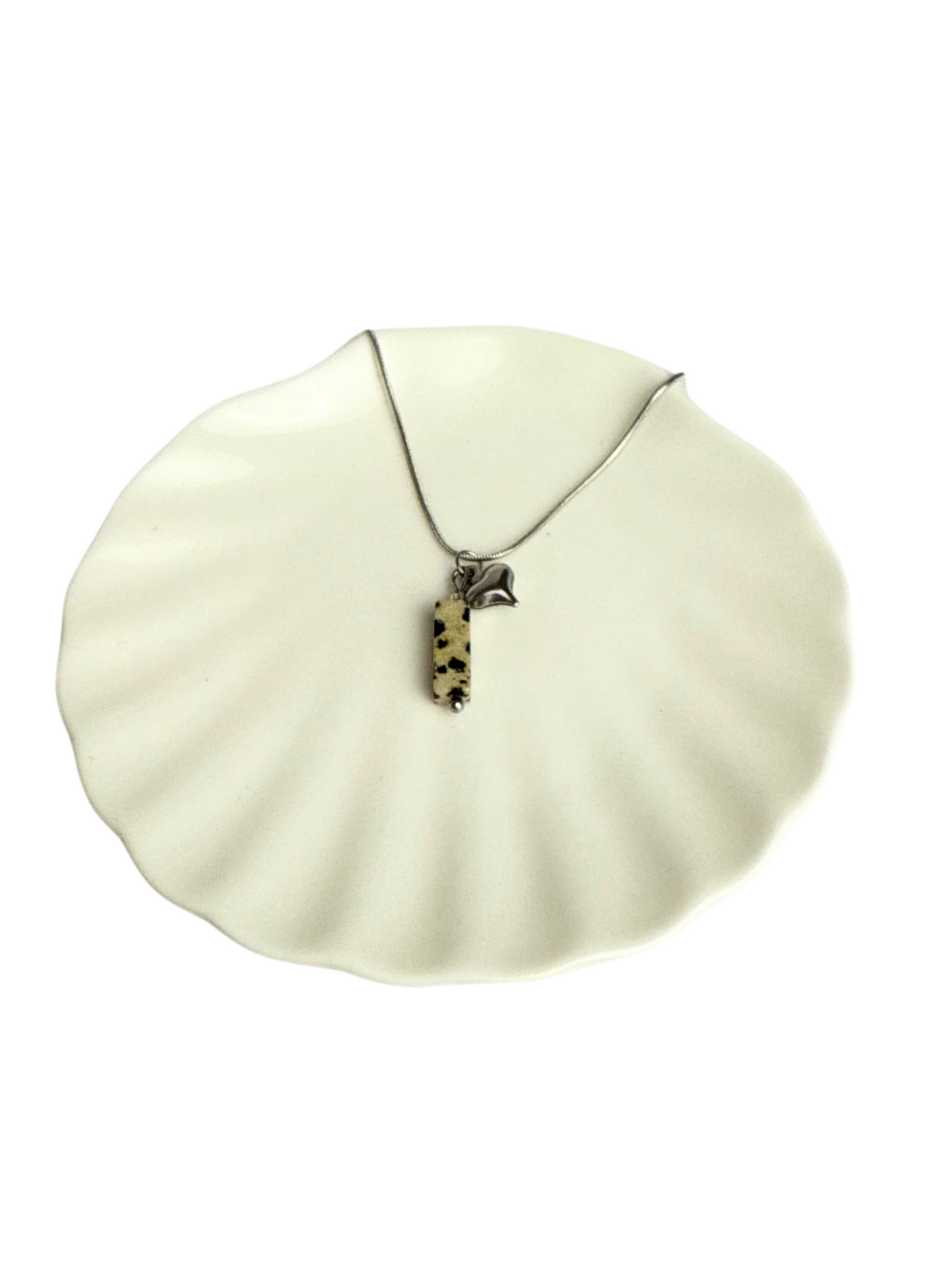 Evi ketting hart + Dalmatiër Jaspis hanger
