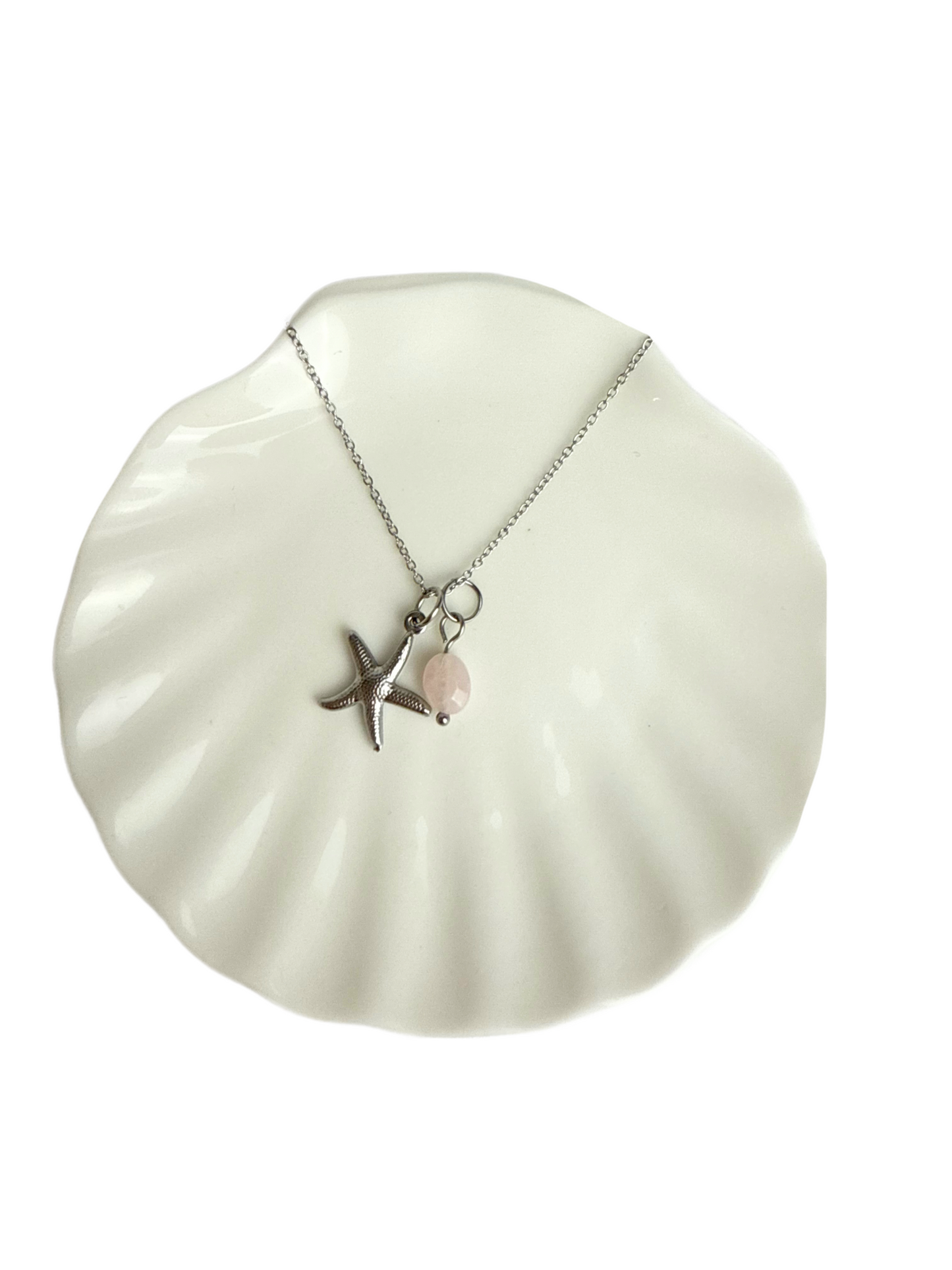 Evi ketting zeester + Rozenkwarts