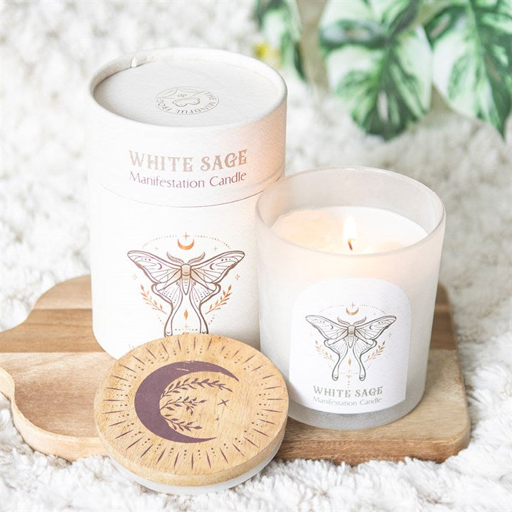 Manifestation scented candle white sale & Rock Crystal