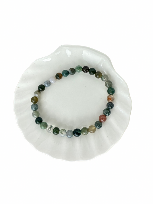 Indian Agaat kogelarmband 6 mm