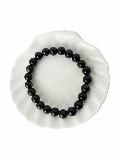Gold Obsidian ball bracelet 8 mm