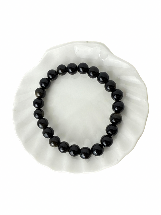 Gold Obsidian ball bracelet 8 mm