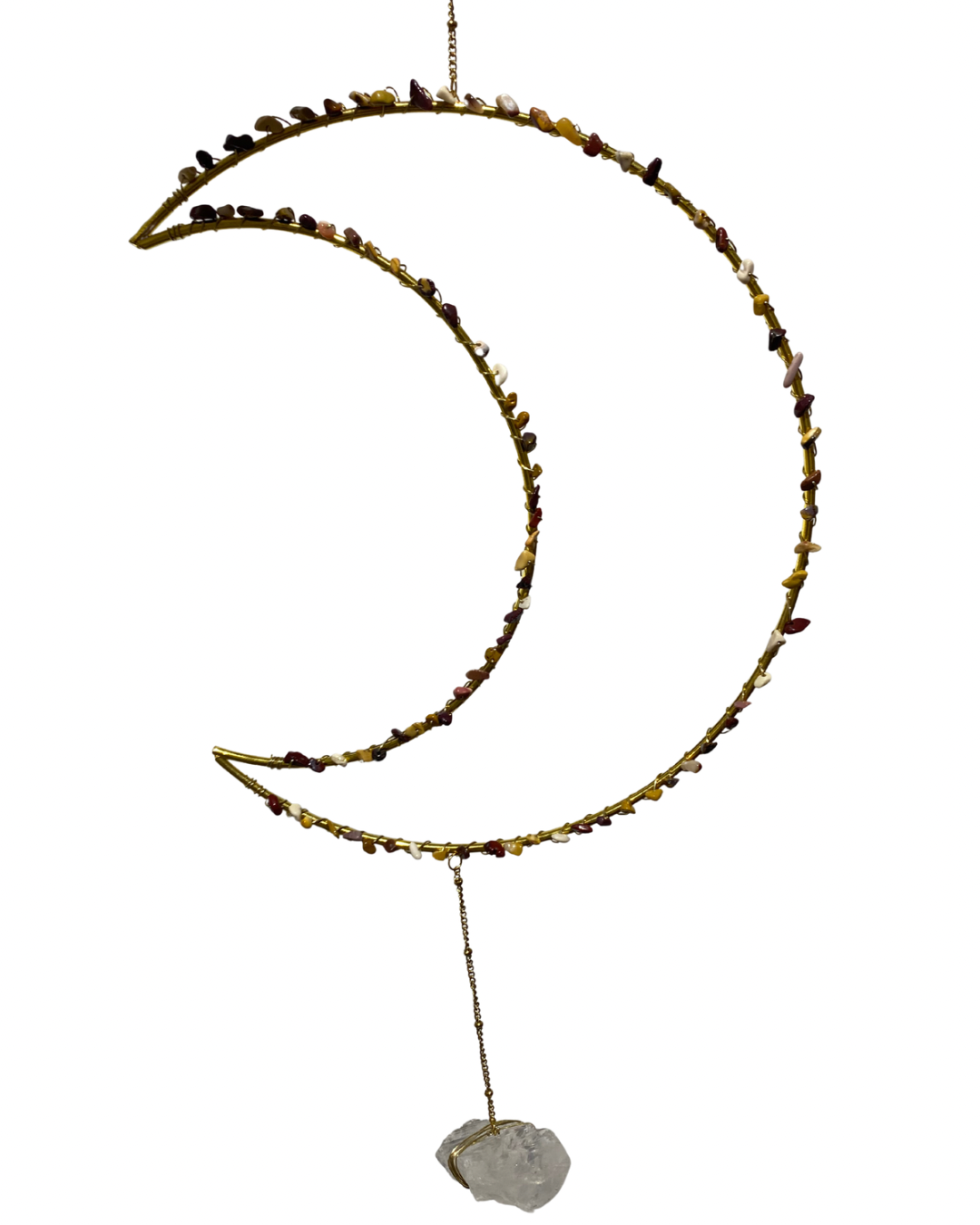 Edelsteen maan hanger Mookaiet + Bergkristal