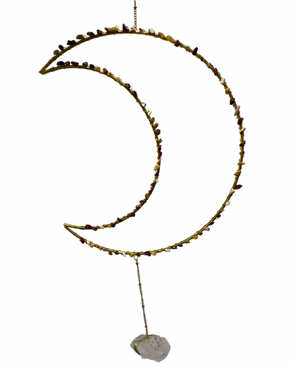 Edelsteen maan hanger Mookaiet + Bergkristal