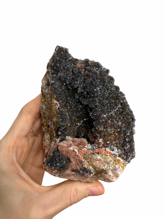 Mangaan Kwarts met Druzy Hematiet kristallen (Quartz Manganesse)