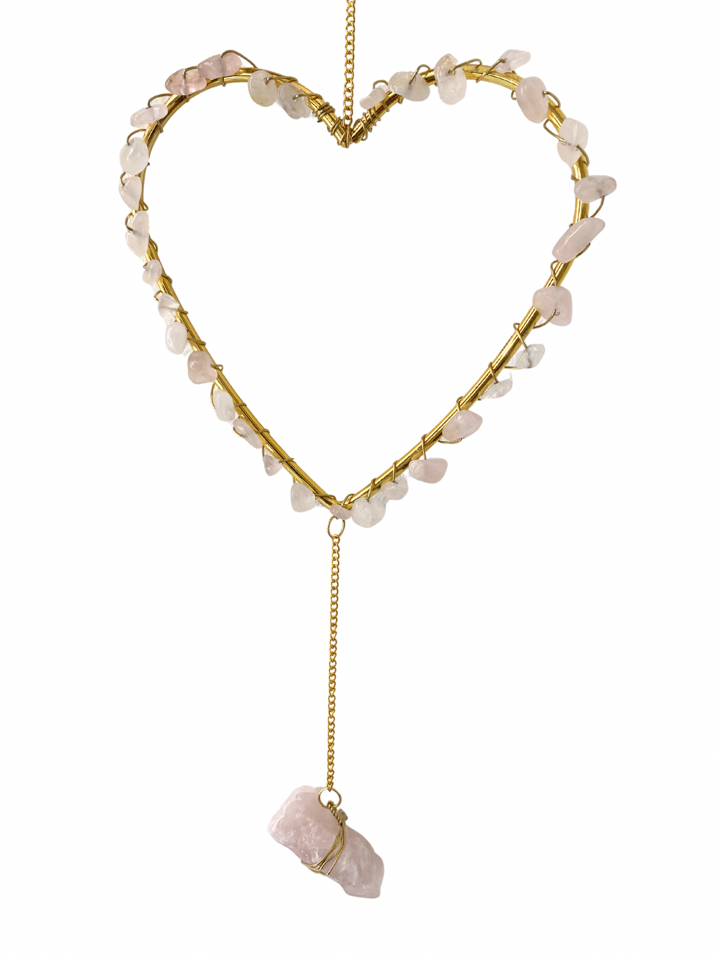 Edelsteen hart hanger Rozenkwarts