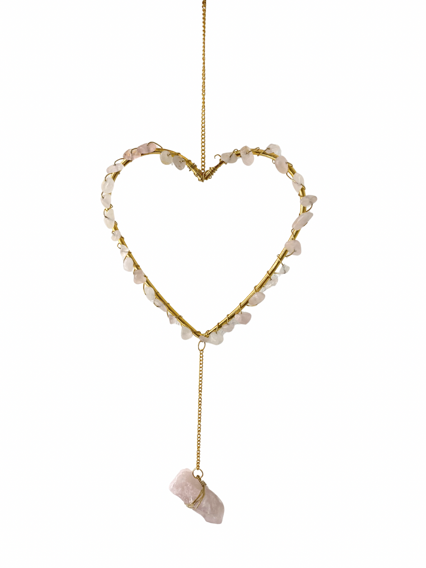 Edelsteen hart hanger Rozenkwarts