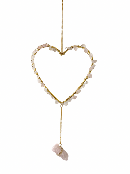 Edelsteen hart hanger Rozenkwarts