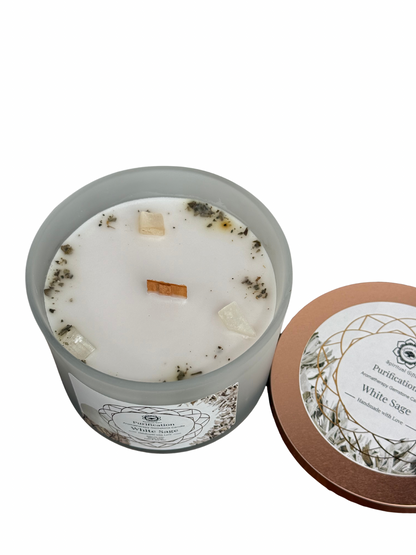 Gemstone scented candle Green Tree: Purification - White Sage