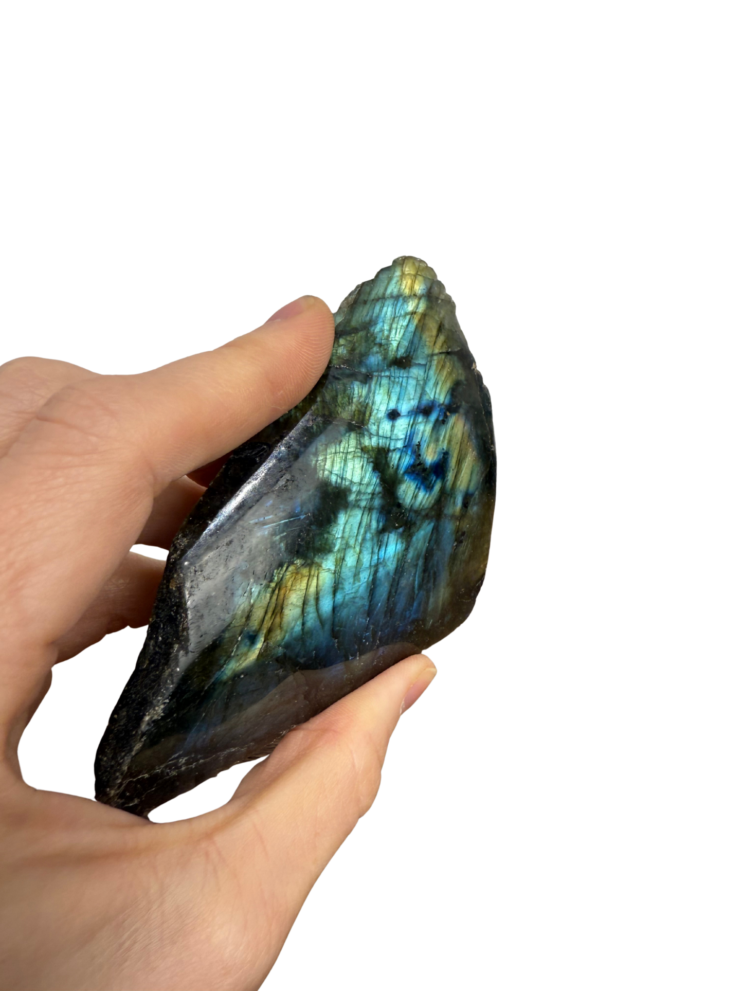 Labradorite sculpture half rough 2