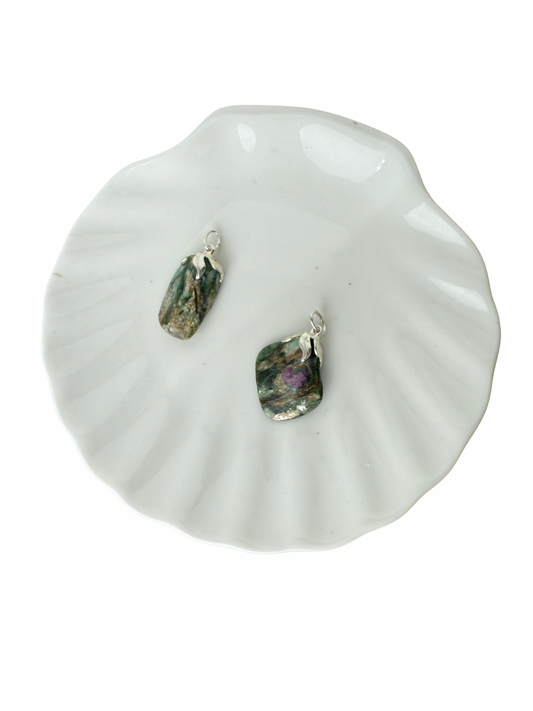 Olivia tumbled stone pendant Ruby in Fuchsite