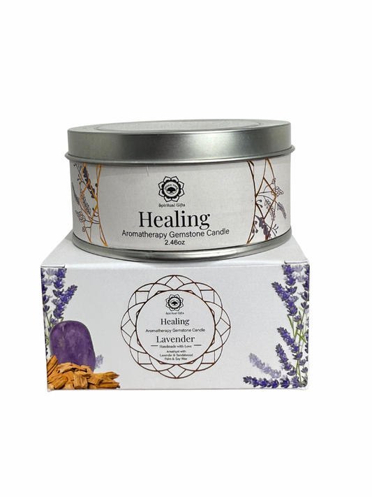 Gemstone scented candle Green Tree: Healing - Lavender