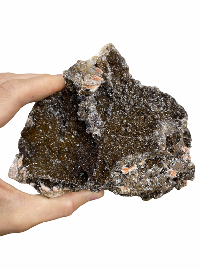 Mangaan Kwarts met Druzy Hematiet kristallen (Manganiet)