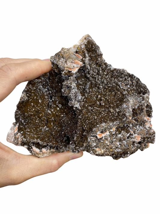 Mangaan Kwarts met Druzy Hematiet kristallen (Manganiet)